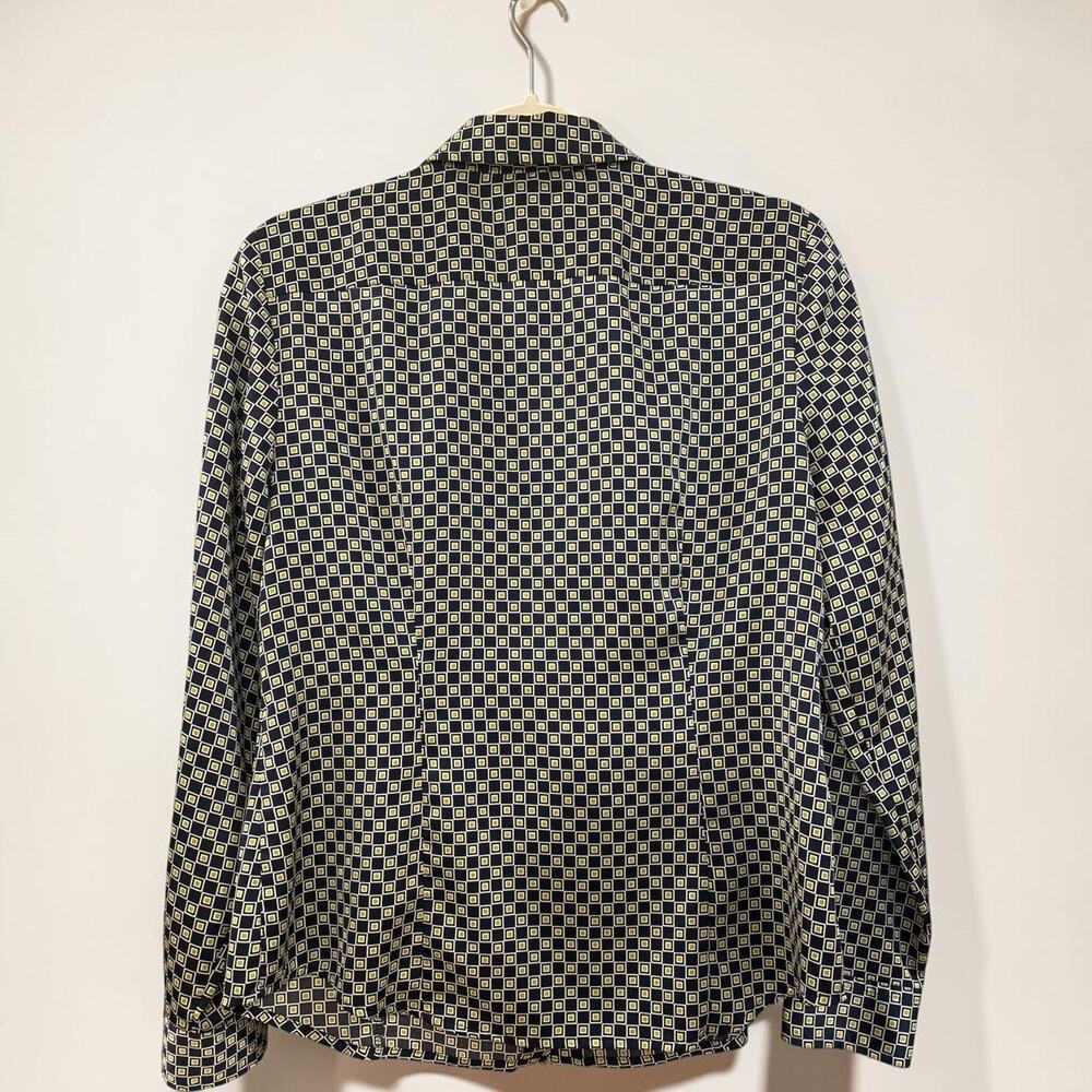 Jones New York Women’s Petite PM Geometric Collared Button-Up Blouse Woven - Picture 2 of 6